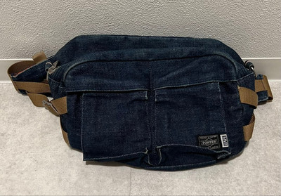 PORTER Yoshida x BAPE Denim Indigo Tanker Waist Body Hip Crossbody Bag Rare