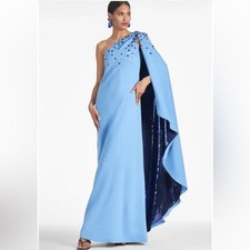 NWT Sachin Babi blue sequin cape Leila gown dress