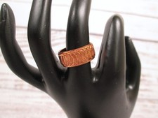 Vintage Solid Copper Wide Band Ring 6.25 Geometric Circle Pattern Celtic Unisex