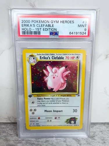 Pokémon Gym Heroes Erika’s Clefable 3/132 Holo Rare First Edition PSA 9