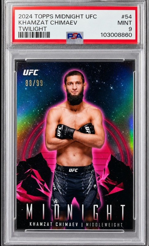 2024 Topps Midnight UFC Khamzat Chimaev Twilight /99 PSA 9 Mint SSP #54