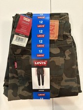 Levi's Youth Elastic Cuff Stretch Twill Jogger with Pockets Green Camo 12 New