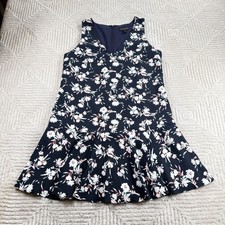 Banana Republic Floral Dress Womens 6 Navy Drop Waist Mini Cottagecore Preppy