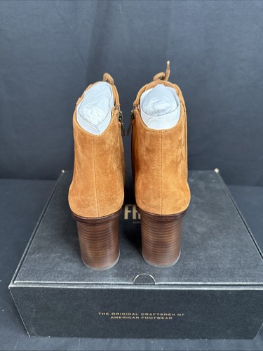 Frye Amy Lace Up Peep Toe Booties 5.5W Khaki Suede Block Heel Ankle Boots - Picture 6 of 7