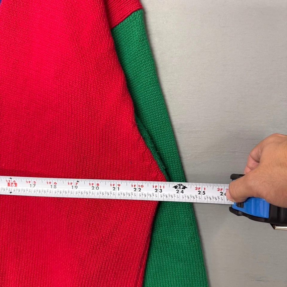 Cardigã suéter grande vintage Tommy Hilfiger color block anos 90 retrô robusto - Imagem 4 de 4