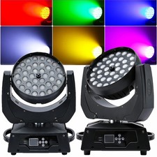 US 2PCS 360W LED DMX Beam Stage Lighting Wash Zoom Moving Head Light 36X10W RGBW