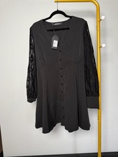 Disturbia Covenant Lace Sleeve Button Up Mini Dress