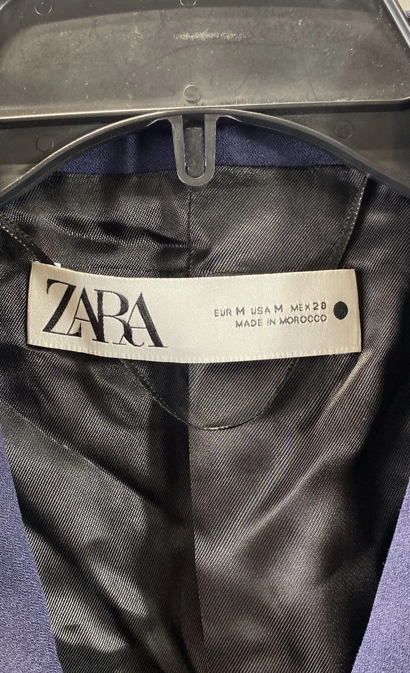 Blazer Traje Para Mujer Zara Azul Viscosa Elastizado Talla Mediana Nuevo Con Etiquetas Foto 3 de 4
