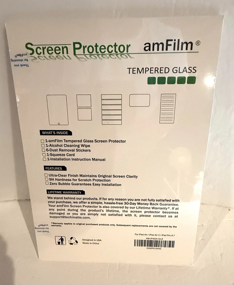 amFilm Tempered Glass Screen Protector - For iPad Air, iPad Air 2, iPad Pro 9.7 - Image 4 of 4