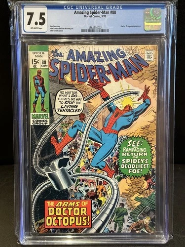 🔥CGC 7.5 OW pages AMAZING SPIDER-MAN #88 - DOCTOR OCTOPUS App MARVEL 1970🔥