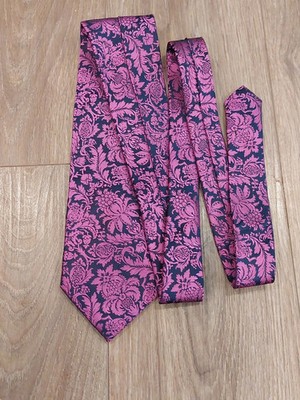Paul Malone Purple Floral Silk Tie   4  Wide, Luxury Menswear Necktie