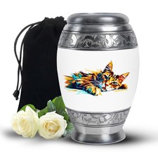 Cat Bliss Memorial Urns for Ashes Adult Female, Handmade Urn 10 Inch 