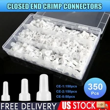350Pcs Closed End Copper Core Wire Connectors Nylon Crimp Cap Terminal 22-10 AWG