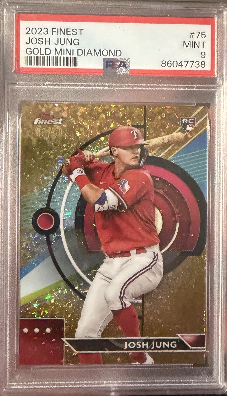 2023 Topps Finest - Josh Jung #75 Gold Mini-Diamond Refractor /50 (RC)