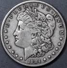 1884 $1 MORGAN SILVER DOLLAR KM#110 Grade:  F A6887