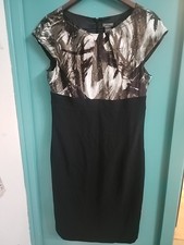  Ann Taylor LOFT Dress Size 10 Black Olive Green Stretch Brown Medium 