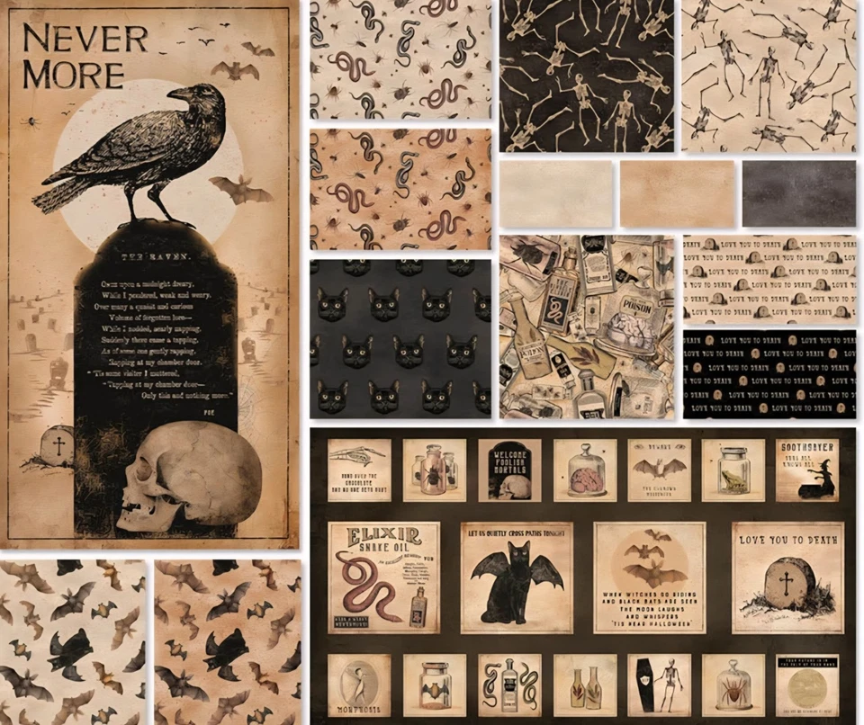 Clothworks Gothic Halloween Light Rust Texture Cotton Quilt Fabric By the Yard - Image 2 of 2