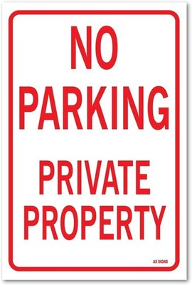 No Parking Private Property, Sticker Sign, 12x18 Inches