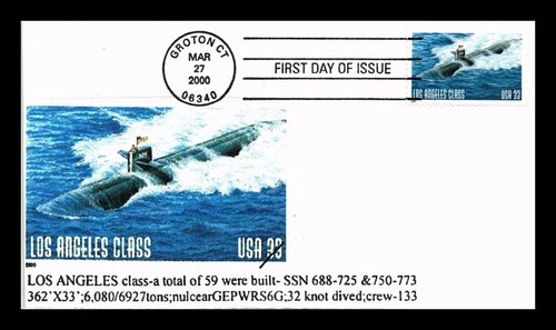 US COVER LOS ANGELES CLASS NAVY SUBMARINES CENTENNIAL FIRST DAY ISSUE