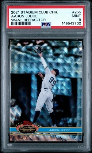 Aaron Judge 2021 Topps Stadium Club Chrome Variation Wave Refractor #255 PSA 9
