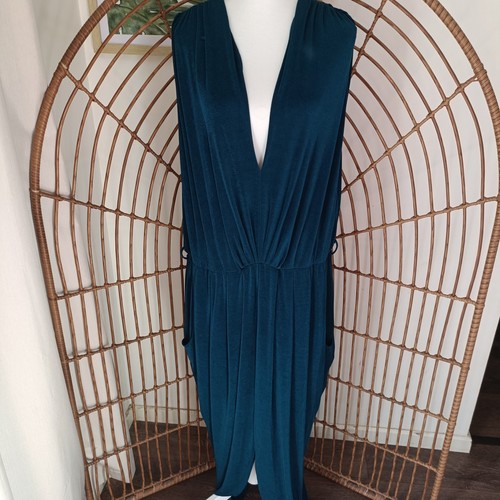 City Chic Sexy Emerald Draped Sea Green Maxi Dress Plus Size L 20 Glitter Glam
