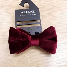 ALFANI Mens Bow Tie Solid Maroon Burgundy Velvet Pre-Tied Bowtie