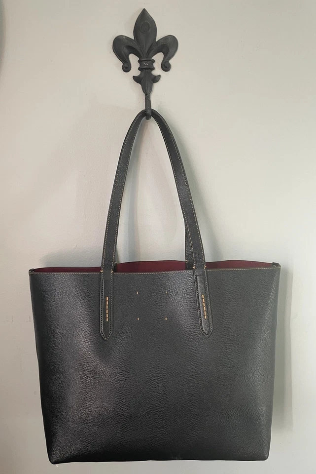 Bolso de Mano COACH Highline Cuero Negro Granate Interior Laptop Bolso de Hombro Foto 4 de 4