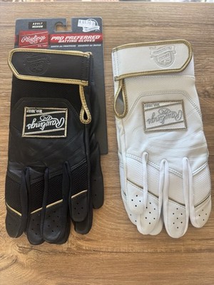 Rawlings PRO Preferred Medium BLACK Baseball Batting Gloves Adult MLB