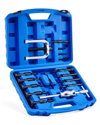 Orion Motor Tech 16PC Blind Hole Bearing Puller Set Slide Hammer Collet Kit Blue