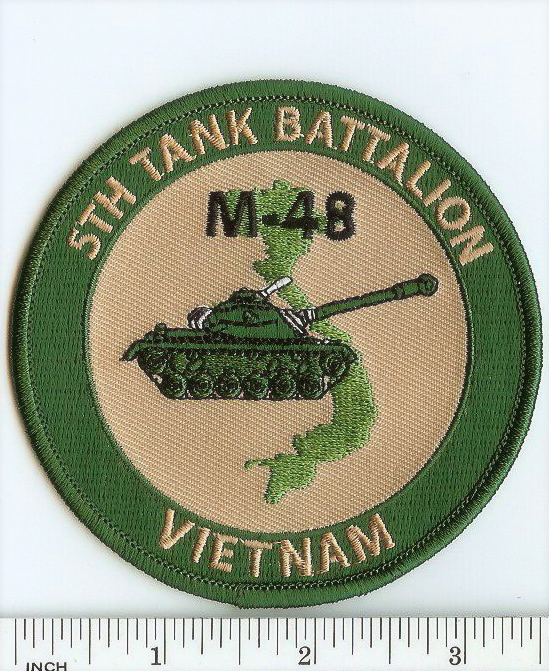 USMC 5th Tank Battalion VIETNAM subdued OD round PATCH 5th Tanks Bn M-48 Marines