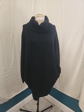 Womens Black Ribbed Sweater Dress With Pockets Size S