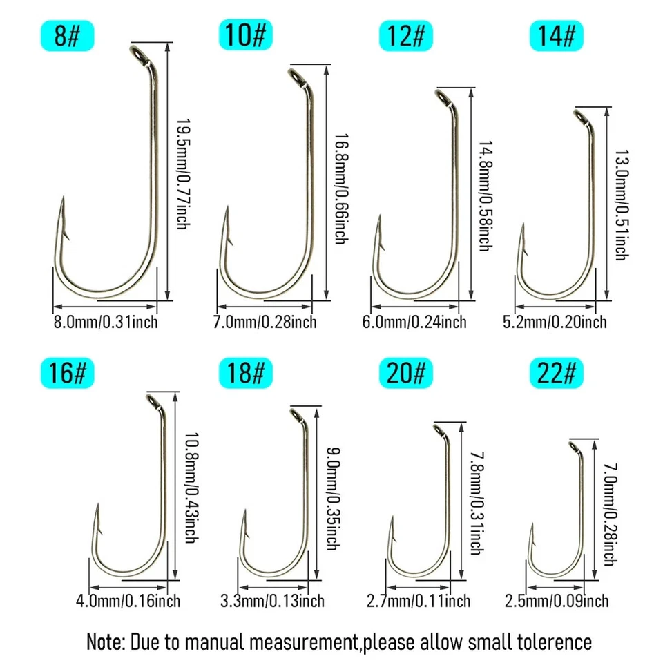 Caja 800 PIEZAS Gancho para Atar Moscas Acero Alto Carbono Ninfa Seco Húmedo Gancho de Pesca Curva Nuevo Foto 3 de 4