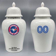 Ceramic Large Urn for Toronto Blue Jays Baseball Theme, Custom Text  Number