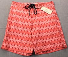 Surfside Mens Red Drawstring Lined Zip Stretch Swim Board Shorts NWT S 30-32
