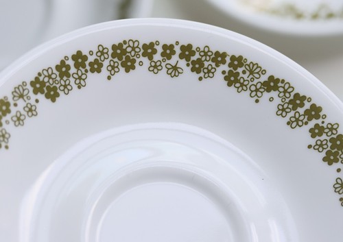 Set of 6 Corelle by Corning Ware Crazy Daisy Spring Blossom Green Cups & Saucers - Picture 9 of 12