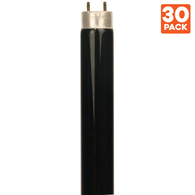 30 Pack Sunlite 10-Watt T8 Linear Fluor Lamp Medium Bi Pin Base Black Light Blue