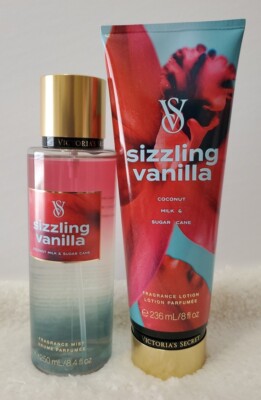 2 PCS VICTORIA'S SECRET MIDNIGHT HEATWAVE *SIZZLING VANILLA* MIST & BODY LOTION 