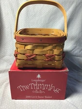 Longaberger TreeTrimming Collection 2000 Let It Snow Basket w/protector,Tie on 