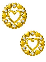 Ohrringe Gold Herz Zirkonia 18K Gelbgold Vergoldet Damen Ohrstecker Rund Herzen