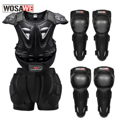 WOSAWE Kinder Motorrad Protektorenjacke Brustpanzer Knie Ellbogen MTB Hüftschutz