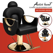 Black Gold All Purpose Recline Barber Chair Hydraulic HeavyDuty Salon Spa Beauty