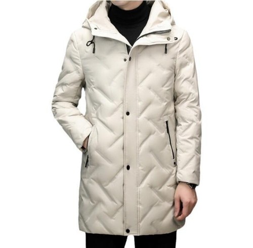 Men's 2024 Fashion Hooded Quilted Thin Slim Business Down Jacket Coat Parka - Picture 5 of 6