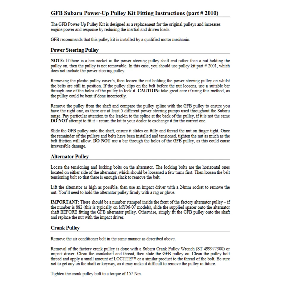 Kit de polia Go Fast Bit leve Underdrive grau alumínio para Subaru WRX STI - Imagem 2 de 4