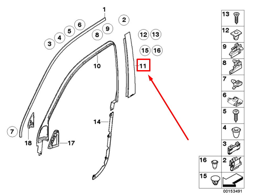 BMW X5 E53 Front Right Door Column B Cover 7038358 51327038358 NEW  