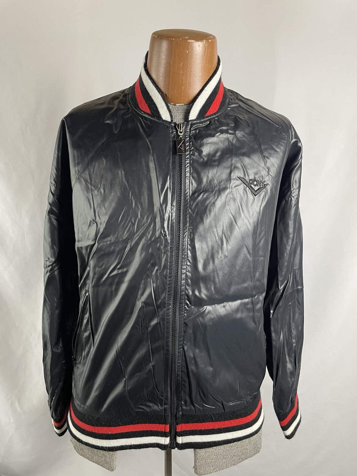 Giacca a vento uomo vintage anni '80 pony fullzip nera taglia small tuta usata in ottime condizioni