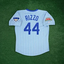 Anthony Rizzo Chicago Cubs Men's 1970's Wrigley 100th Blue Cooperstown Jersey