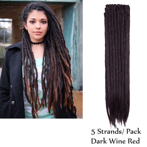 5 Roots 100% AS Human Hair Dreadlocks 20/24" Extensions Hairpeices Crocher Twist - Picture 27 of 36