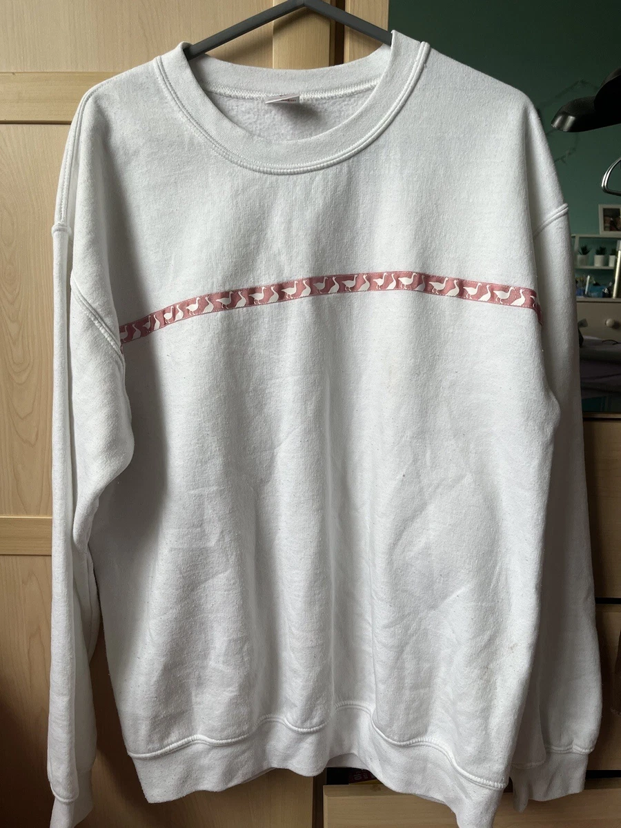 Goose and Gander White Pink Sweatshirt Jumper Ribbon Unisex Medium