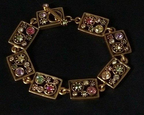 Beautiful Patricia Locke 7 5" Bracelet Gold Plate Fling Swarovski Crystals NWOT - Picture 8 of 8
