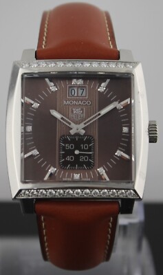 TAG HEUER MONACO PEARL DIAMOND LEATHER UNISEX BROWN